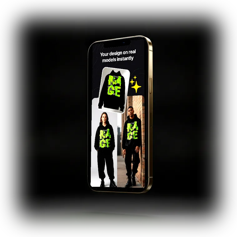 Mockup Tool app — browsing generated t-shirt mockups